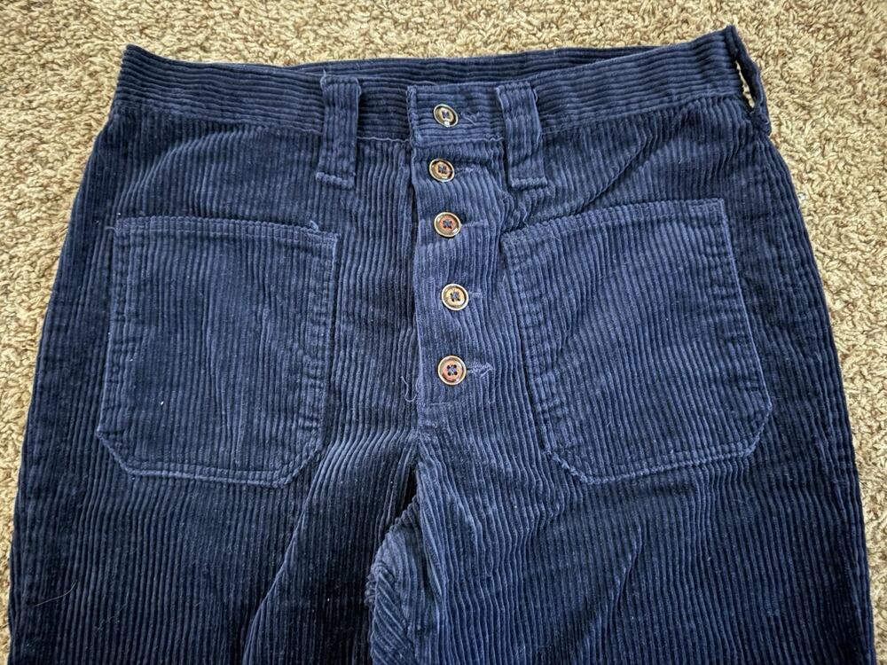 70’s Lady Wrangler Corduroy Pants Navy Blue Flare Vintage Size 8 (26x29”)